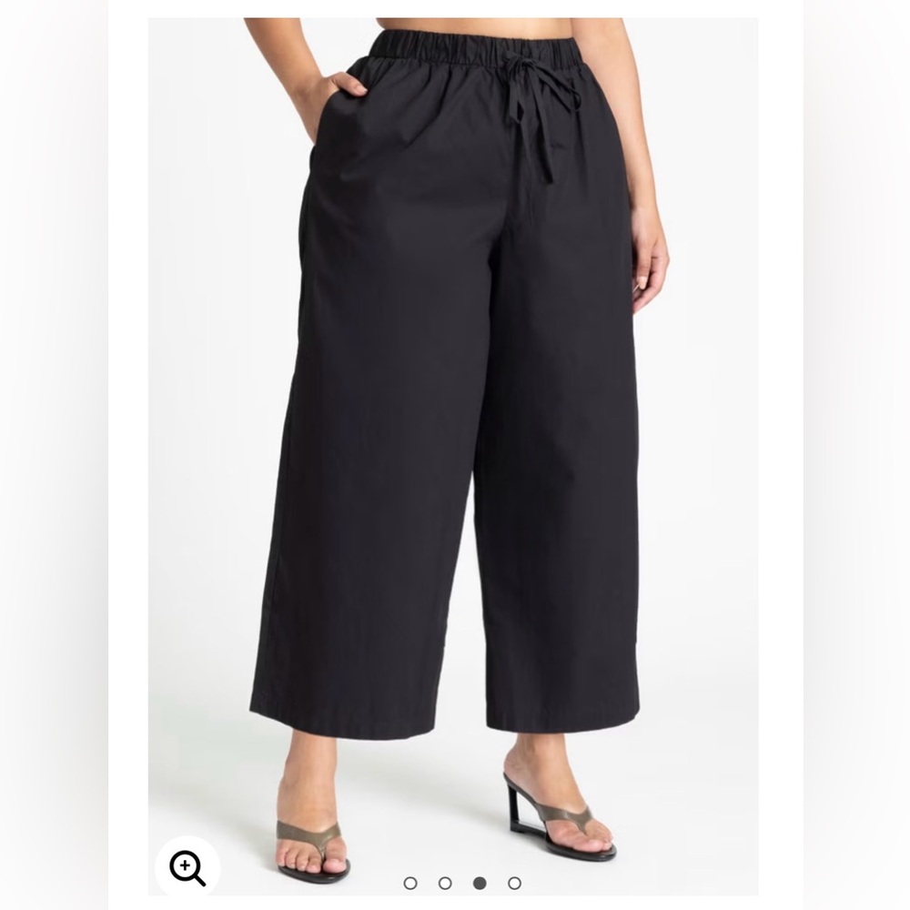 Eloquii Black High-Rise Straight Leg Cotton Cropped Pant - Size 14